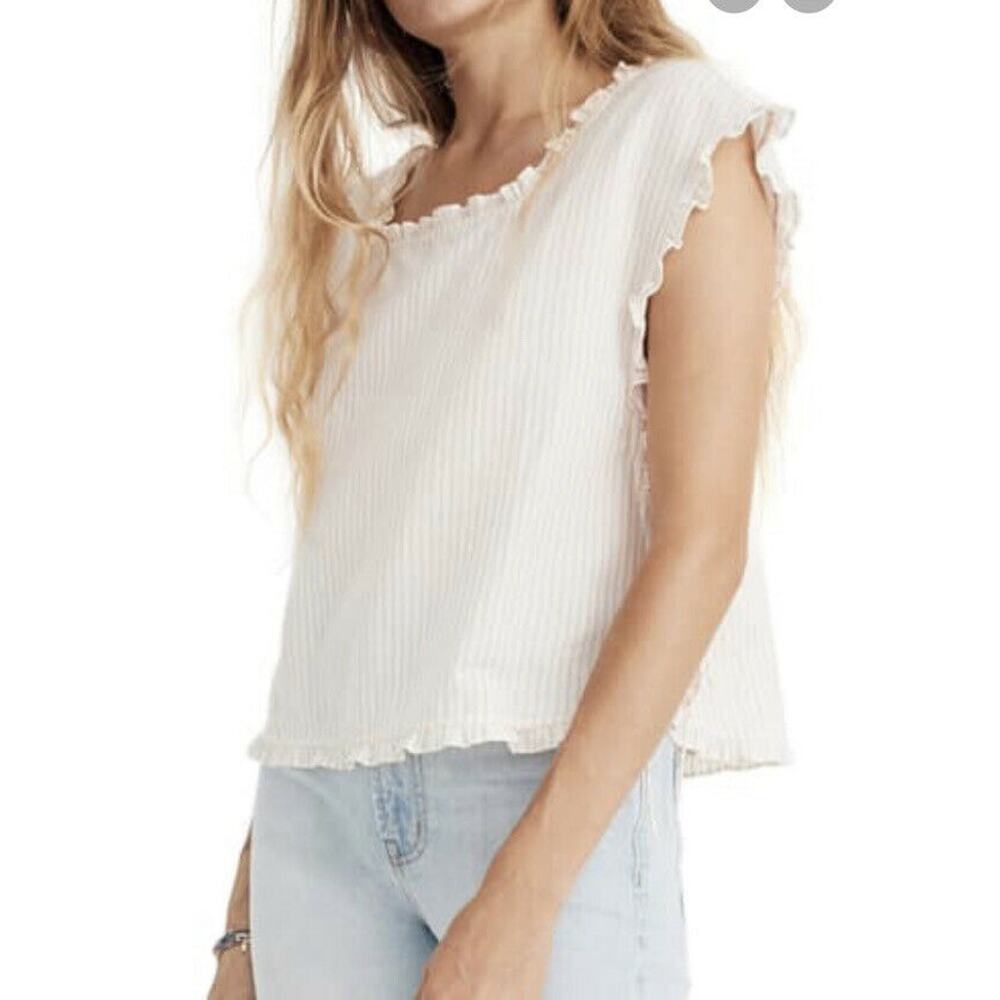 Madewell Ruffled Side-Tie Top in Stripe xxs